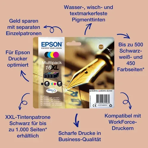 EPSON Multipack Tinte CMYBK T162640 WF 2010/2540 165/175 Seiten