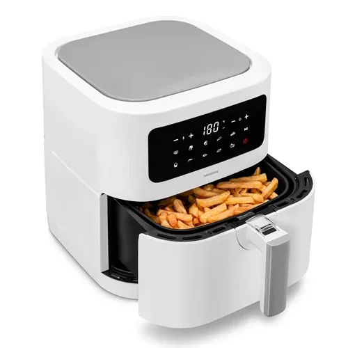 MEDION LIFE E40 XL Heißluftfritteuse MD 11740 weiß, 100 Rezepte in der Life+ App, ölfreies Frittieren, 9 Automatikprogramme, 5,2 L Korbvolumen
