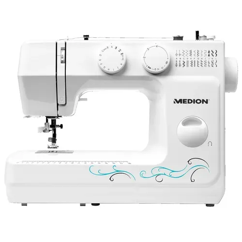 MEDION Freiarm-Nähmaschine MD 18205, 60 verschiedene Stichmuster, Knopfloch- und Einfädelautomatik, LED-Nählicht, umfangreiches Zubehör