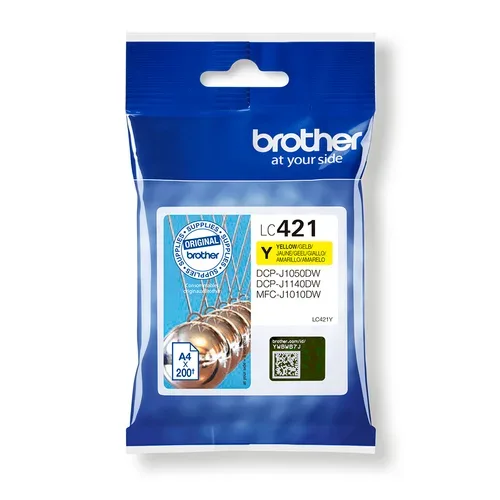 Brother B421Y Druckerpatronen y - Brother LC-421Y für z.B. Brother MFCJ 1010 DW, Brother DCPJ 1050 DW, Brother DCPJ 1140 DW, Brother DCPJ 1800 DW