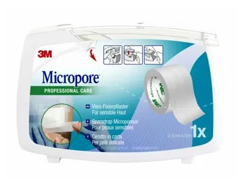 3M Micropore Vliespflaster mit Dispenser 25mmx5m weiss (1 Stk)