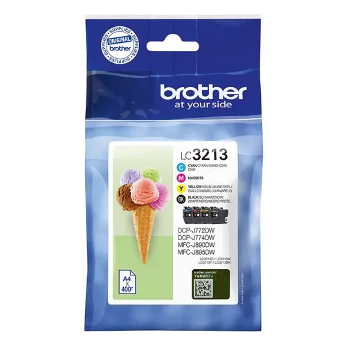 Brother B3213VALDR Druckerpatronen XL (bk, c, m, y) - Brother LC-3213VALDR für z.B. Brother DCPJ 774 DW, Brother DCPJ 572 DW, Brother DCPJ 770