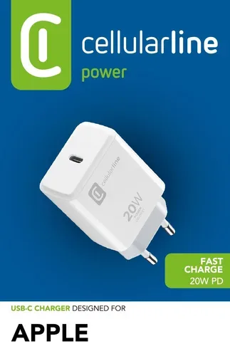 Cellularline USB-C Ladegerät 20W weiss USB Ladegerät – USB C Kabel/Adapter/Ladegerät