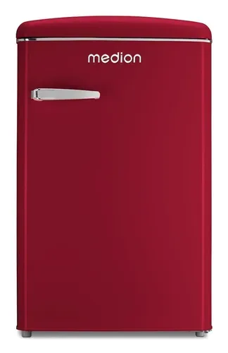 MEDION LIFE® Retro-Kühlschrank mit Gefrierfach MD 37790 Velvet Rouge, 108 L Gesamtnutzinhalt, 37 dB, höhenverstellbare Füße, Energieeffiziensklasse D