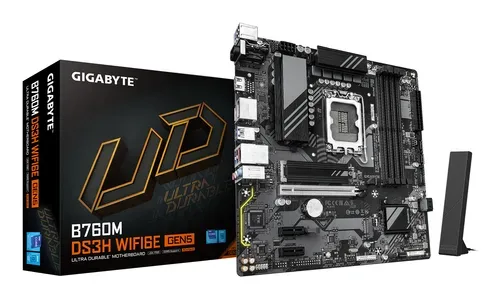 Gigabyte B760M DS3H WF6E GEN5 Mainboard Sockel (PC) Intel® 1700 Formfaktor (Details) Micro-ATX Mainboard-Chipsatz Intel®
