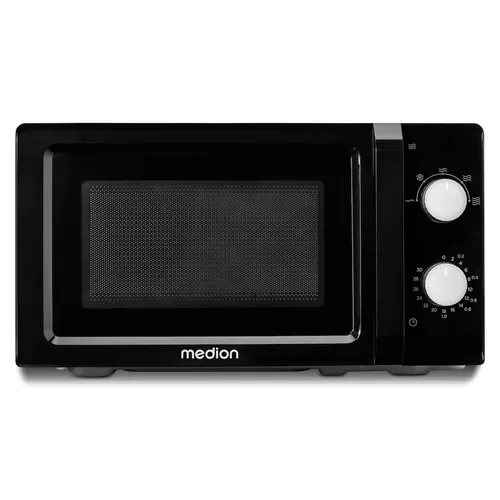 MEDION LIFE Mikrowelle MD 11475 schwarz, 700 W Leistung, 20 L kompakt, 5 Mikrowellenstufen, Auftaufunktion, Timerfunktion