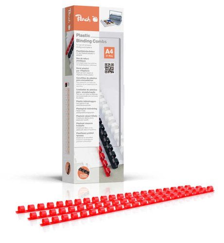 Peach Binderücken 8mm, für 45 Blatt A4, rot, 100 Stück, PB408-03