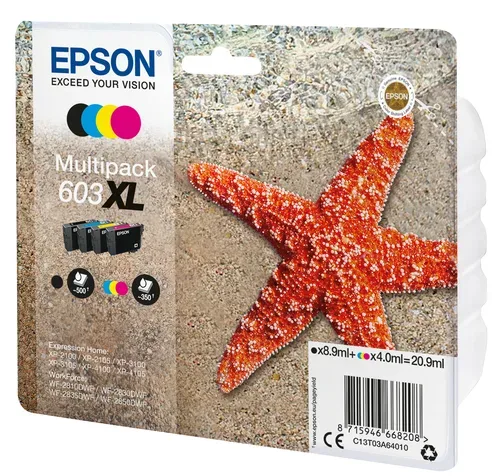 Epson E603XL Druckerpatronen XL (bk, c, m, y) - Epson No. 603XL, C13T03A64010 für z.B. Epson Expression Home XP -2100, Epson WorkForce WF -2810 DWF