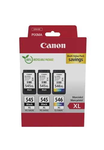 Canon C545XL Druckerpatronen XL (bk, cmy) - Canon PG-545XL*2, CL-546XL, 8286B013 für z.B. Canon Pixma TS 3350, Canon Pixma MG 3051