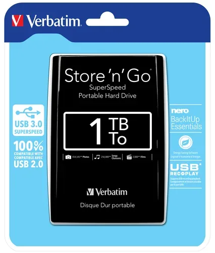 VERBATIM Tragbare Festplatte 53023 Schwarz