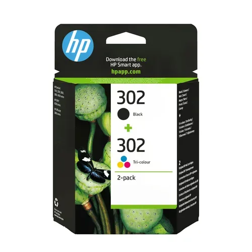 HP 302 Original Tintenpatrone X4D37AE Schwarz, Cyan, Magenta, Gelb Duopack 2 Stück
