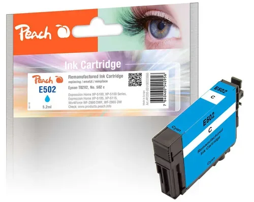 Peach E502 C Druckerpatrone cy ersetzt Epson No. 502C, C13T02V24010 für z.B. Epson Expression Home XP -5100, Epson Expression Home XP -5105