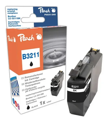 Peach B3211 BK Druckerpatrone bk ersetzt Brother LC-3211BK für z.B. Brother DCPJ 774 DW, Brother DCPJ 572 DW, Brother DCPJ 770, Brother DCPJ 772 DW