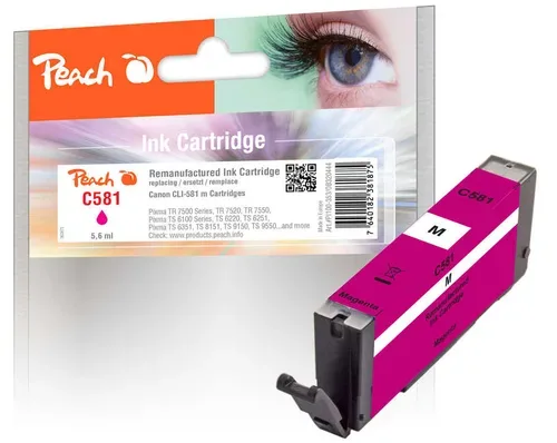 Peach C581 M Druckerpatrone ma ersetzt Canon CLI-581M, 2104C001 für z.B. Canon Pixma TS 8350, Canon Pixma TS 6351 a, Canon Pixma TR 8550
