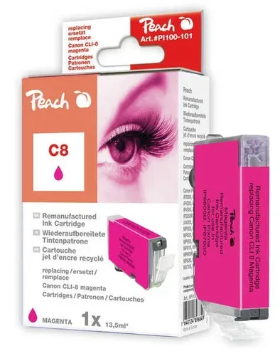 Peach C8 M Druckerpatrone XL ma ersetzt Canon CLI-8M, 0622B001, 0622B025 für z.B. Canon Pixma IP 5200, Canon Pixma IP 3300, Canon Pixma IP 3500