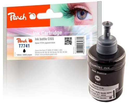 Peach E774 BK Tintenbehälter pigm. bk ersetzt Epson No. 774BK, C13T774140 für z.B. Epson EcoTank ET -4550, Epson EcoTank L 655, Epson EcoTank L 1455