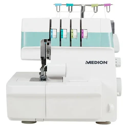 MEDION LIFE Overlock-Nähmaschine SO90 (MD19169) rosa, 90 Watt Motorleistung, LED Nählicht, Nähen mit 4 Fäden gleichzeitig, umfangreiches Zubehör