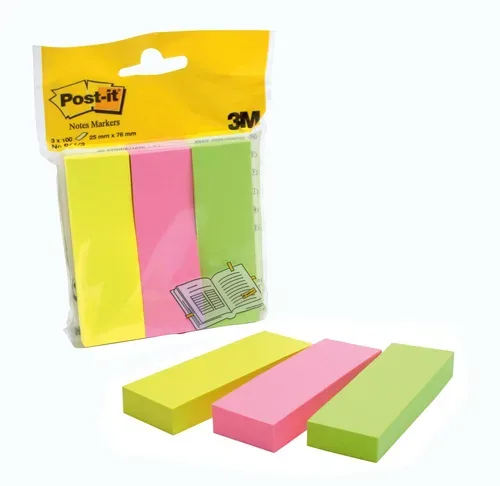 POST-IT Page Marker Neon 76x25mm 671-3 neon 3-farbig 3x100 Streifen