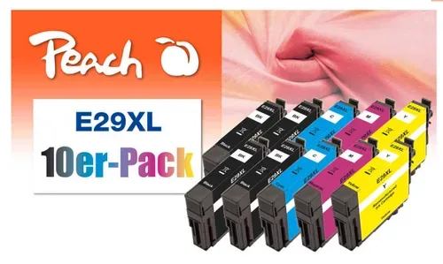 Peach E29 10 Druckerpatronen XL (2*bk, bk, c/m/y) ersetzt Epson T2996, No. 29XL, C13T29964010 für z.B. Epson Expression Home XP -235