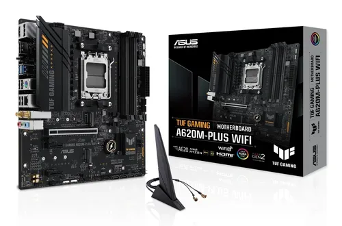 Asus TUF GAMING A620M-PLUS WIFI Mainboard Sockel (PC) AMD® AM5 Formfaktor (Details) Micro-ATX Mainboard-Chipsatz AMD®