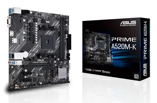 Asus PRIME A520M-K Mainboard Sockel (PC) AMD® AM4 Formfaktor (Details) Micro-ATX Mainboard-Chipsatz AMD® A520