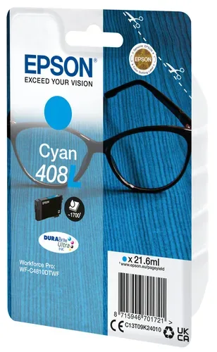 Epson E408L Druckerpatronen XL c - Epson No. 408L, T09K240 für z.B. Epson WorkForce Pro WFC 4310 DW, Epson WorkForce Pro WFC 4810 DTWF