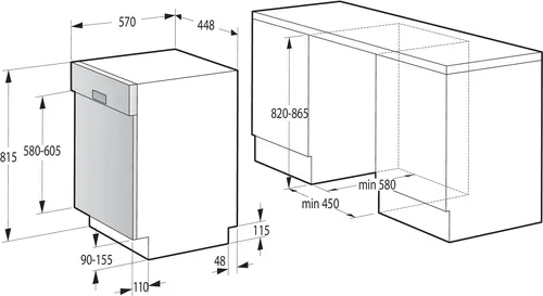 Gorenje GI 520E15X Einbau Geschirrspüler 45cm integriert – Einbau Geschirrspüler 45 cm integriert