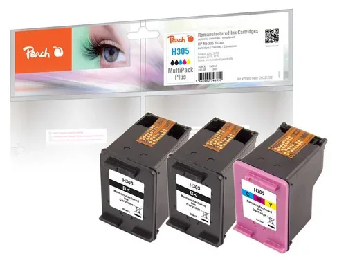 Peach HP 305 3 Druckköpfe (2*bk, col) ersetzt HP No. 305, 3YM61AE*2, 3YM60AE für z.B. HP DeskJet 2700, HP DeskJet Plus 4122, HP Envy Pro 6430