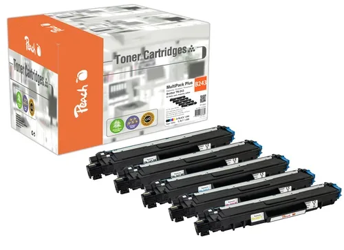 Peach B243 5 Toner (2*bk, c/m/y) ersetzt Brother TN-243 für z.B. Brother DCPL 3550 CDW, Brother MFCL 3730 CDN, Brother MFCL 3750 CDW