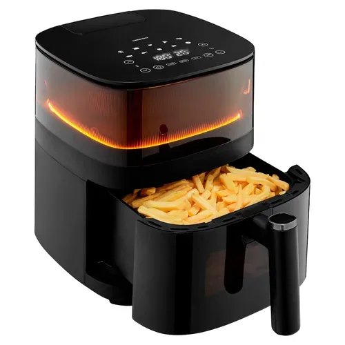 MEDION LIFE X10 XL Heißluftfritteuse MD 11780, 100 Rezepte in der Life+ App, innovative Wassersprayfunktion, 10 Automatikprogramme, ca. 5 L Korbvolumen, Temperatur einstellbar bis 230 °C