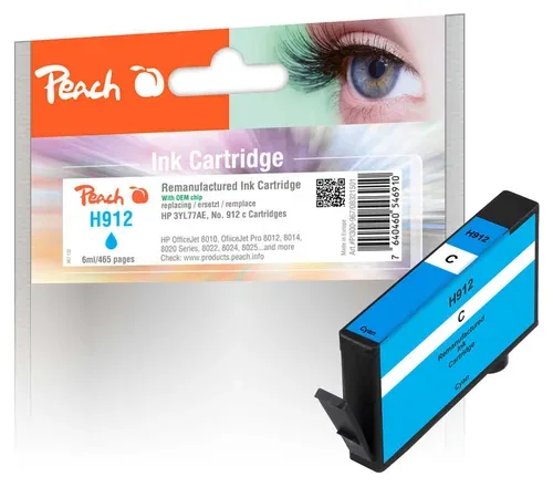 Peach HP 912 C Druckerpatrone cy ersetzt HP No. 912 C, 3YL77AE für z.B. HP OfficeJet Pro 8024, HP OfficeJet Pro 8022, HP OfficeJet 8010
