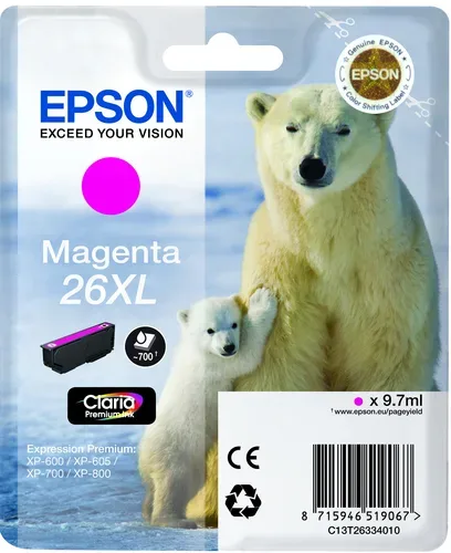 Epson E26XLm Druckerpatronen XL ma - Epson No. 26XL m, C13T26334010 für z.B. Epson Expression Premium XP -510, Epson Expression Premium XP -520
