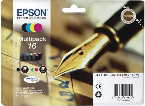 Epson E16 Druckerpatronen bk - Epson No. 16, C13T16264010 für z.B. Epson WorkForce WF -2010 W, Epson WorkForce WF -2500, Epson WorkForce WF -2510 WF