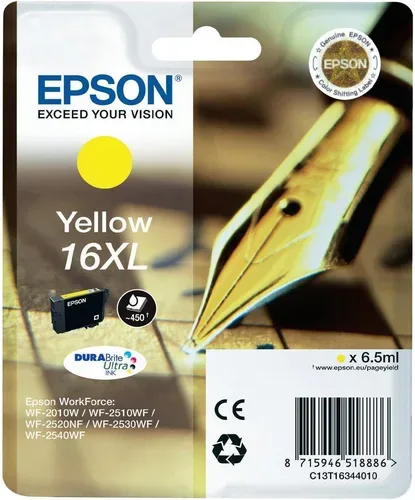 Epson E16XLy Druckerpatronen XL ye - Epson No. 16XL y, C13T16344010 für z.B. Epson WorkForce WF -2010 W, Epson WorkForce WF -2500