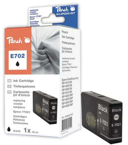 Peach E70 Druckerpatrone XL bk ersetzt Epson T7021 bk, C13T70214010 für z.B. Epson WorkForce Pro WP -4015 DN, Epson WorkForce Pro WP -4025 DW