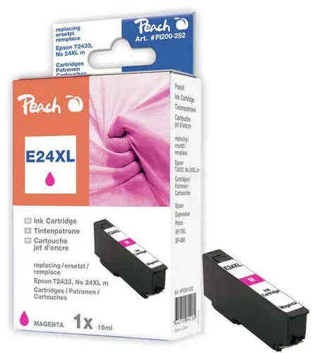 Peach E24 XLm Druckerpatrone XL ma ersetzt Epson No. 24XL m, C13T24334010 für z.B. Epson Expression Photo XP -55, Epson Expression Photo XP -750