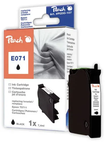 Peach E711 bk Druckerpatrone XL bk ersetzt Epson T0711 bk, C13T07114011 für z.B. Epson Stylus DX 7400, Epson Stylus SX 210, Epson Stylus D 120