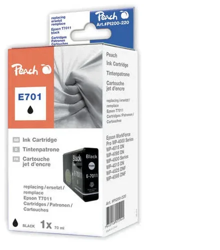 Peach E70 Druckerpatrone XL bk ersetzt Epson T7011 bk, C13T70114010 für z.B. Epson WorkForce Pro WP -4015 DN, Epson WorkForce Pro WP -4095 DN