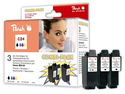Peach C21 3 Druckerpatronen (2*bk, col) ersetzt Canon BCI-21, BCI-24 für z.B. Canon BJS 330, Canon I 250, Canon I 255, Canon I 320, Canon I 350