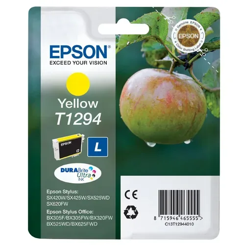 Epson E129 Druckerpatronen XL y - Epson T1294 y, C13T12944011 für z.B. Epson Stylus SX 525 WD, Epson Stylus SX 230, Epson Stylus SX 235 W