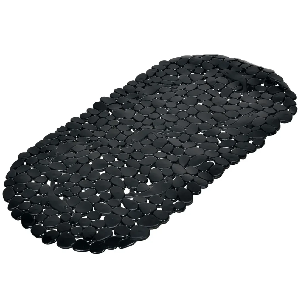 Badewannenmatte, elegante Steinoptik, schwarz, 36 x 69 cm