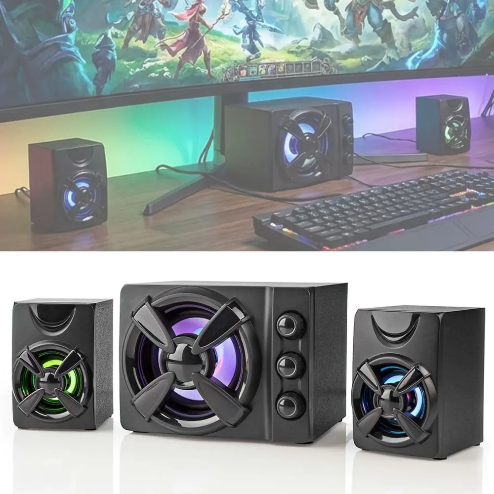 Gaming-Lautsprecher, 2,1 Subwoofer, LED Lichtefekte, 33 Watt