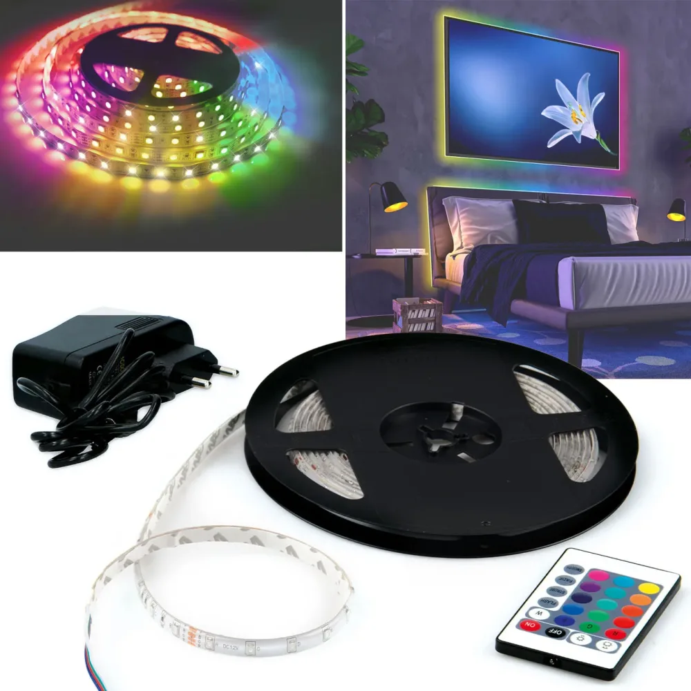 LED-Streifen, 3m, RGB, inkl. Fernbedienung