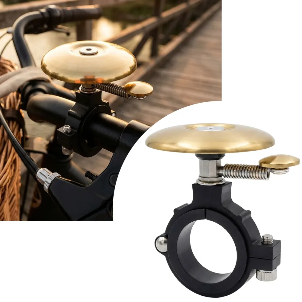 Flache Veloglocke aus Kupfer, extra laut, gold, Ø 4,8 cm