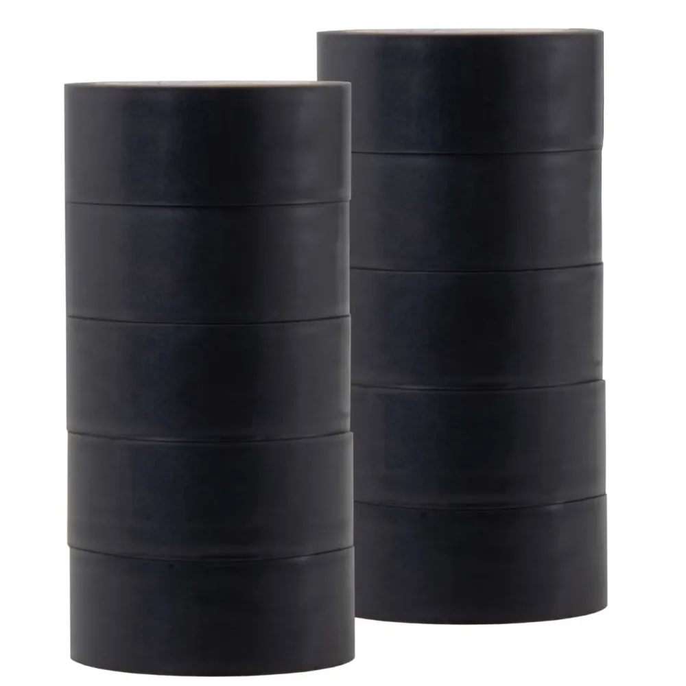 10 Rollen PVC-Klebeband schwarz, 4.5 m x 18 mm