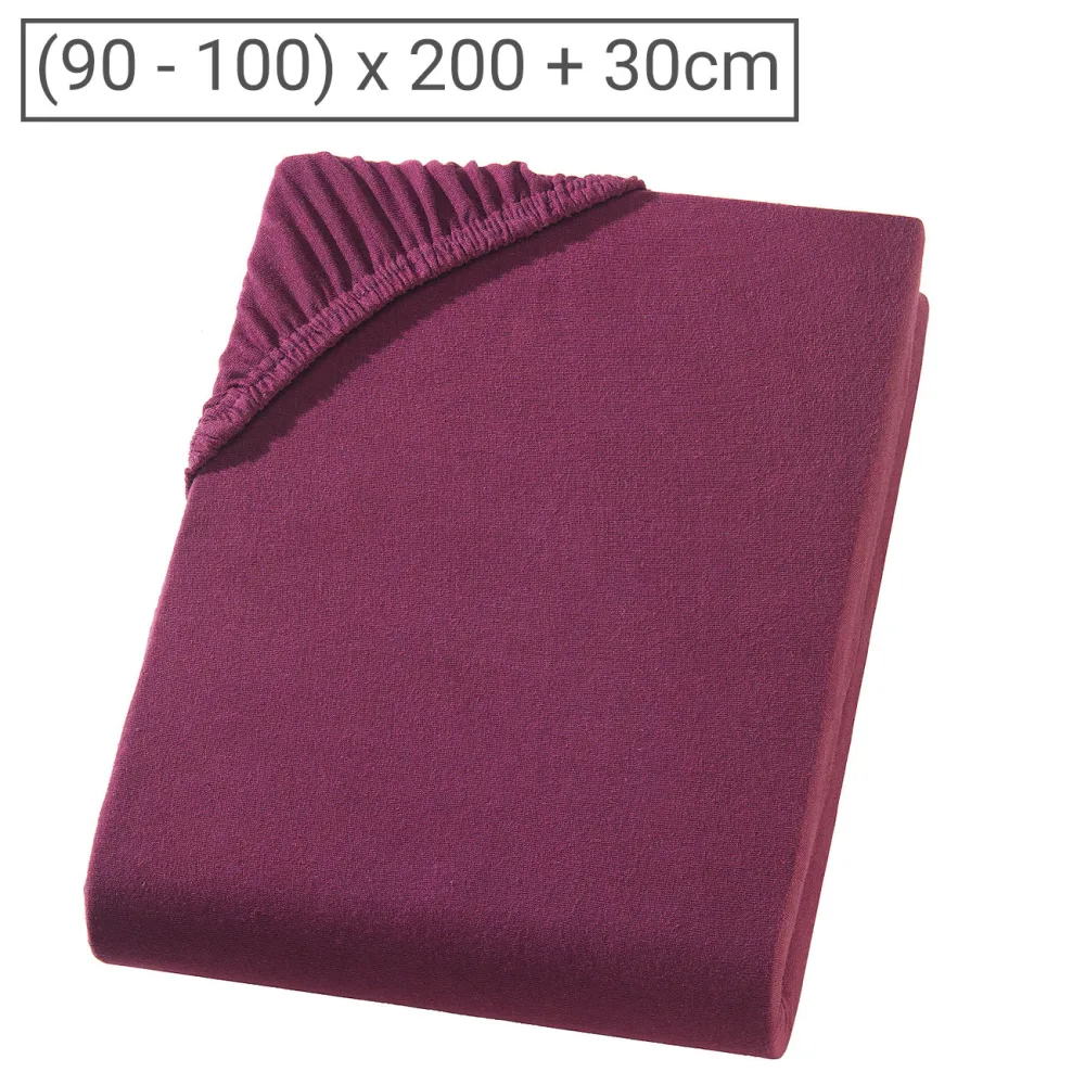Einzelbett Qualitäts-Jersey Fixleintuch, 100% Baumwolle, bordeaux, 90 x 200 cm
