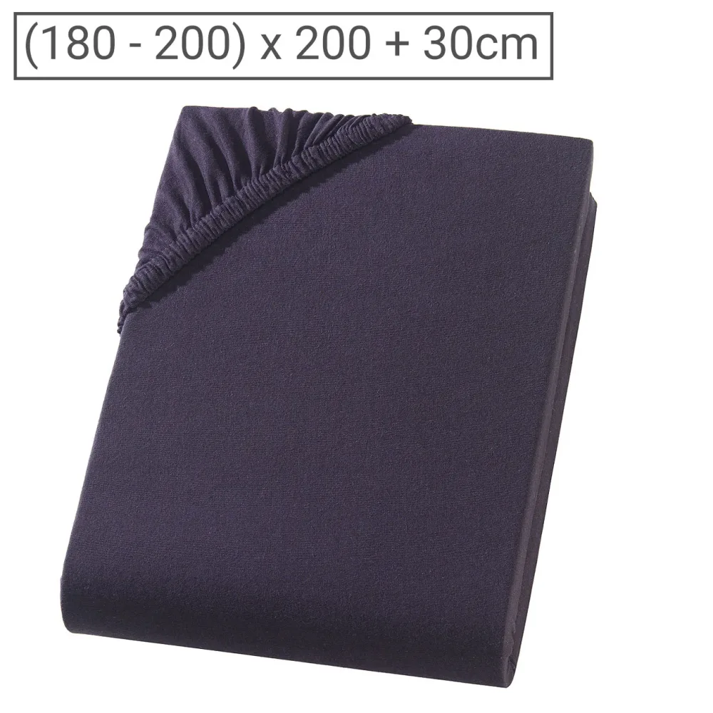Übergrösse Qualitäts-Jersey Fixleintuch, 100% Baumwolle, schwarz, 200 x 200 cm