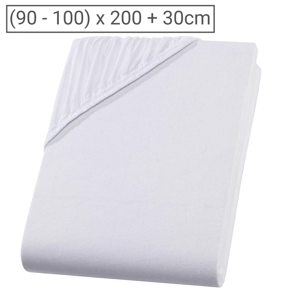 Einzelbett Premium Qualitäts-Jersey Fixleintuch, 100% Baumwolle, weiss, 90 x 200 cm