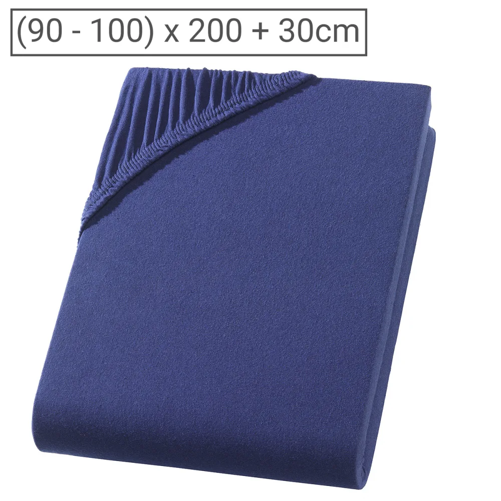Einzelbett Premium Qualitäts-Jersey Fixleintuch, 100% Baumwolle, marine, 100 x 200 cm