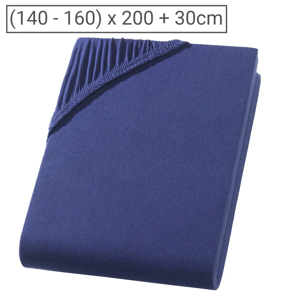 Doppelbett Premium Qualitäts-Jersey Fixleintuch, 100% Baumwolle, marine, 160 x 200 cm
